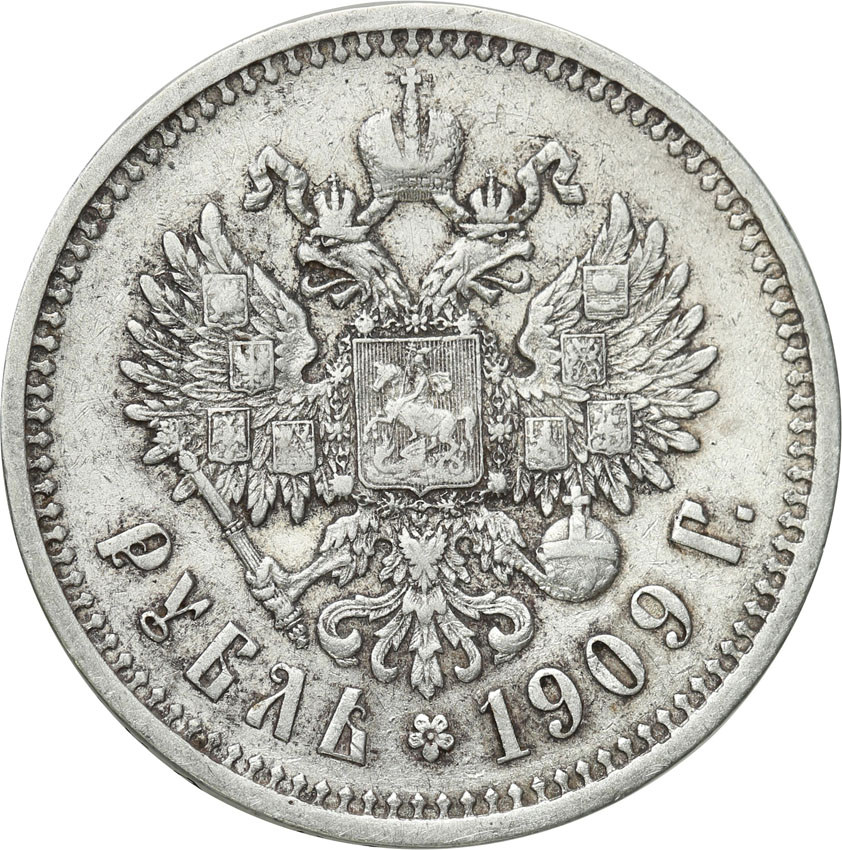 Rosja. Mikołaj II. Rubel 1909 Petersburg